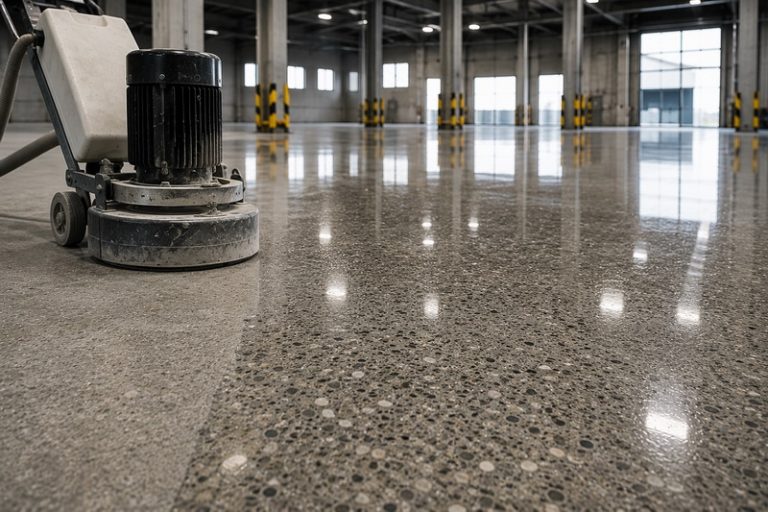 Parlak beton zemin uygulaması; silim, sertleştirme ve parlatma aşamalarıyla beton yüzeylere dayanıklılık, estetik görünüm ve uzun ömür kazandırır.